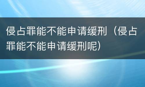 侵占罪能不能申请缓刑（侵占罪能不能申请缓刑呢）