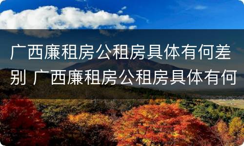 广西廉租房公租房具体有何差别 广西廉租房公租房具体有何差别呢