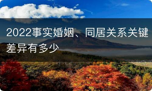 2022事实婚姻、同居关系关键差异有多少