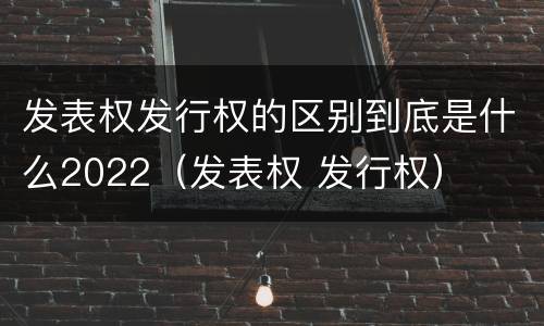 发表权发行权的区别到底是什么2022（发表权 发行权）