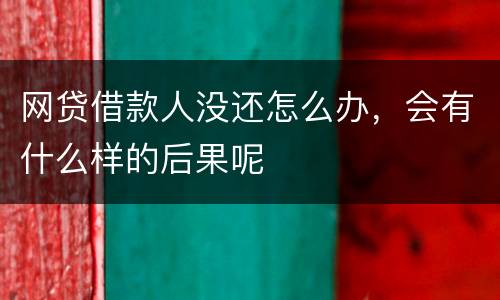网贷借款人没还怎么办，会有什么样的后果呢