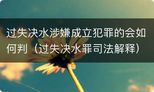 过失决水涉嫌成立犯罪的会如何判（过失决水罪司法解释）