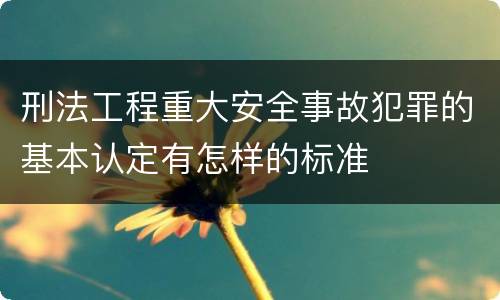 刑法工程重大安全事故犯罪的基本认定有怎样的标准