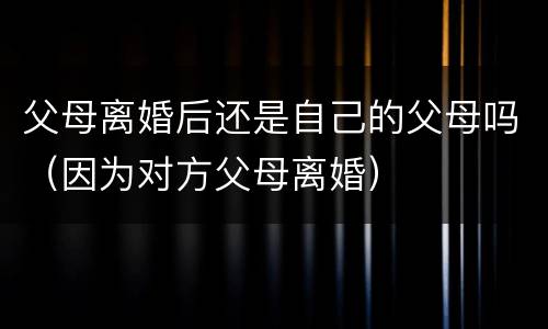 父母离婚后还是自己的父母吗（因为对方父母离婚）
