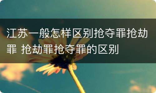 江苏一般怎样区别抢夺罪抢劫罪 抢劫罪抢夺罪的区别