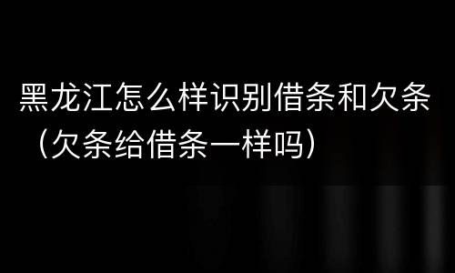 黑龙江怎么样识别借条和欠条（欠条给借条一样吗）