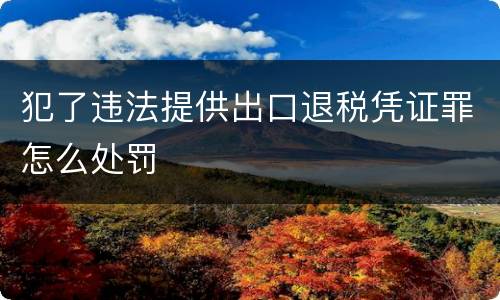 犯了违法提供出口退税凭证罪怎么处罚