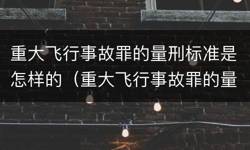 重大飞行事故罪的量刑标准是怎样的（重大飞行事故罪的量刑标准是怎样的呢）