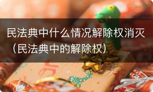 民法典中什么情况解除权消灭（民法典中的解除权）