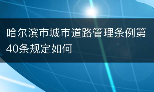 哈尔滨市城市道路管理条例第40条规定如何