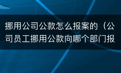 挪用公司公款怎么报案的（公司员工挪用公款向哪个部门报案）