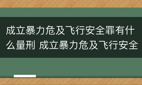 成立暴力危及飞行安全罪有什么量刑 成立暴力危及飞行安全罪有什么量刑标准