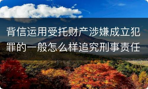 背信运用受托财产涉嫌成立犯罪的一般怎么样追究刑事责任