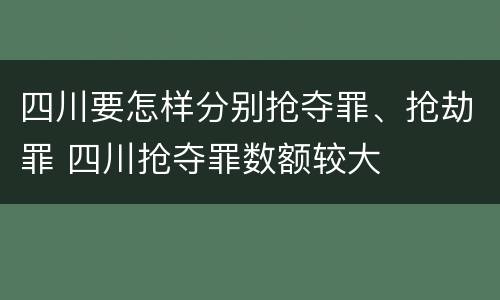 四川要怎样分别抢夺罪、抢劫罪 四川抢夺罪数额较大