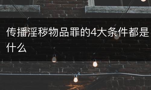 传播淫秽物品罪的4大条件都是什么