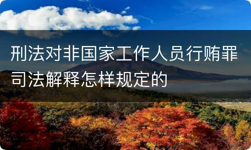 刑法对非国家工作人员行贿罪司法解释怎样规定的