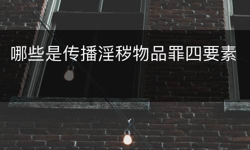 哪些是传播淫秽物品罪四要素
