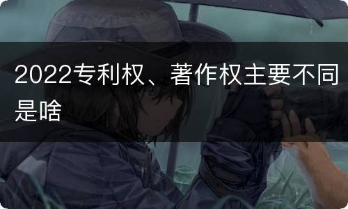 2022专利权、著作权主要不同是啥