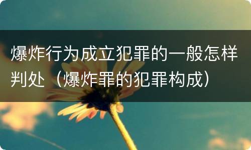 爆炸行为成立犯罪的一般怎样判处（爆炸罪的犯罪构成）