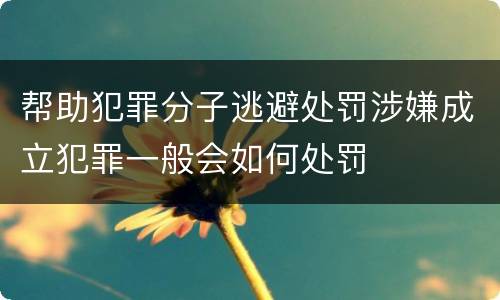 帮助犯罪分子逃避处罚涉嫌成立犯罪一般会如何处罚