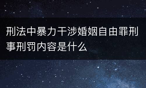 刑法中暴力干涉婚姻自由罪刑事刑罚内容是什么