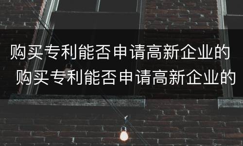 购买专利能否申请高新企业的 购买专利能否申请高新企业的补贴