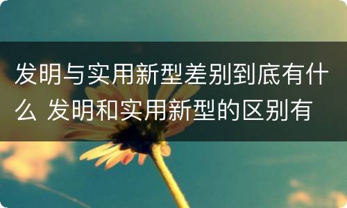 发明与实用新型差别到底有什么 发明和实用新型的区别有