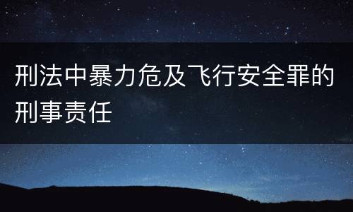 刑法中暴力危及飞行安全罪的刑事责任