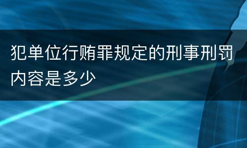 犯单位行贿罪规定的刑事刑罚内容是多少