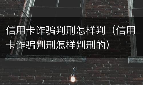 信用卡诈骗判刑怎样判（信用卡诈骗判刑怎样判刑的）