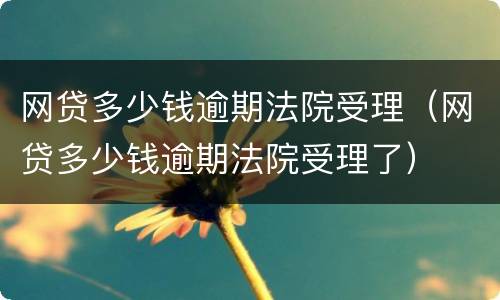 网贷多少钱逾期法院受理（网贷多少钱逾期法院受理了）