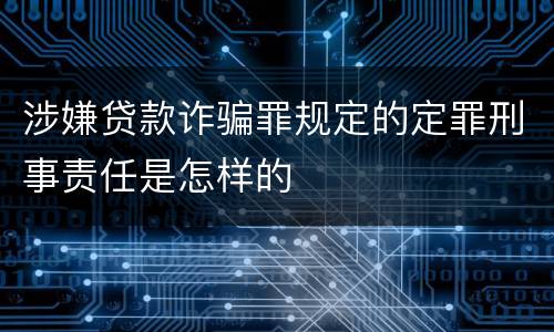 涉嫌贷款诈骗罪规定的定罪刑事责任是怎样的