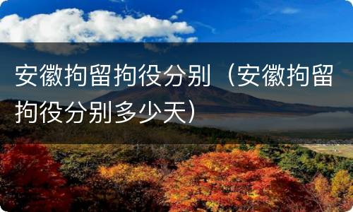 安徽拘留拘役分别（安徽拘留拘役分别多少天）