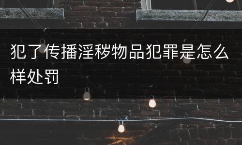 犯了传播淫秽物品犯罪是怎么样处罚