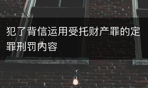 犯了背信运用受托财产罪的定罪刑罚内容