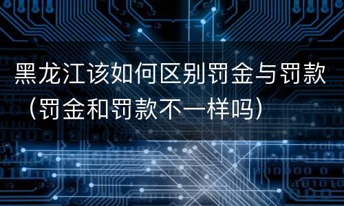 黑龙江该如何区别罚金与罚款（罚金和罚款不一样吗）