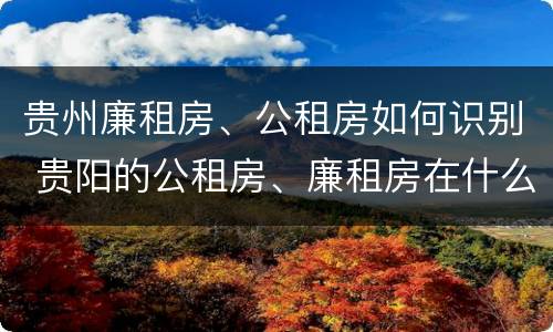 贵州廉租房、公租房如何识别 贵阳的公租房、廉租房在什么地方?