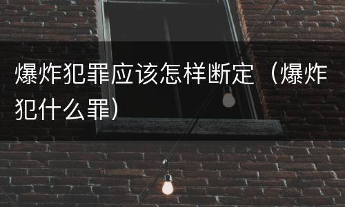 爆炸犯罪应该怎样断定（爆炸犯什么罪）