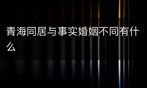 青海同居与事实婚姻不同有什么