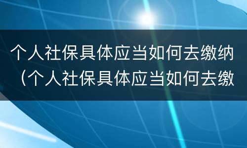 个人社保具体应当如何去缴纳（个人社保具体应当如何去缴纳的）