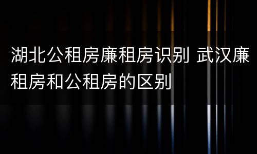 湖北公租房廉租房识别 武汉廉租房和公租房的区别