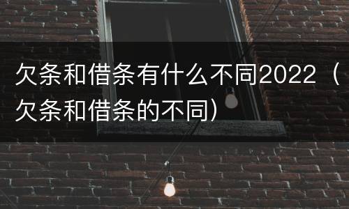 欠条和借条有什么不同2022（欠条和借条的不同）