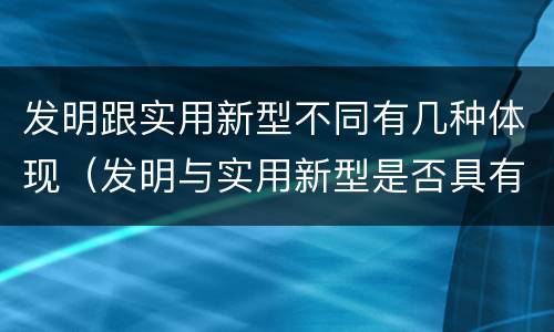 发明跟实用新型不同有几种体现（发明与实用新型是否具有实用性）