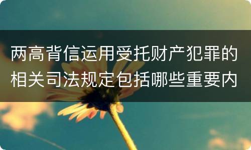 两高背信运用受托财产犯罪的相关司法规定包括哪些重要内容