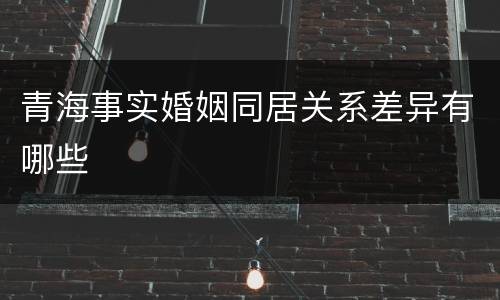 青海事实婚姻同居关系差异有哪些