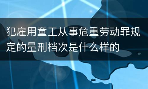犯雇用童工从事危重劳动罪规定的量刑档次是什么样的