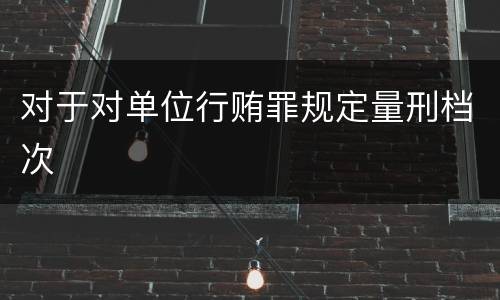 对于对单位行贿罪规定量刑档次