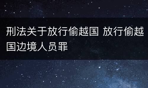 刑法关于放行偷越国 放行偷越国边境人员罪