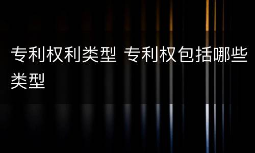 专利权利类型 专利权包括哪些类型