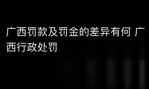广西罚款及罚金的差异有何 广西行政处罚